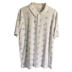 Tackle & Tides Coastal Print Polo Shirt Men's Size Large